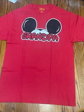 New Disney Red 'Grandpa' Mickey Ear Graphic Tee